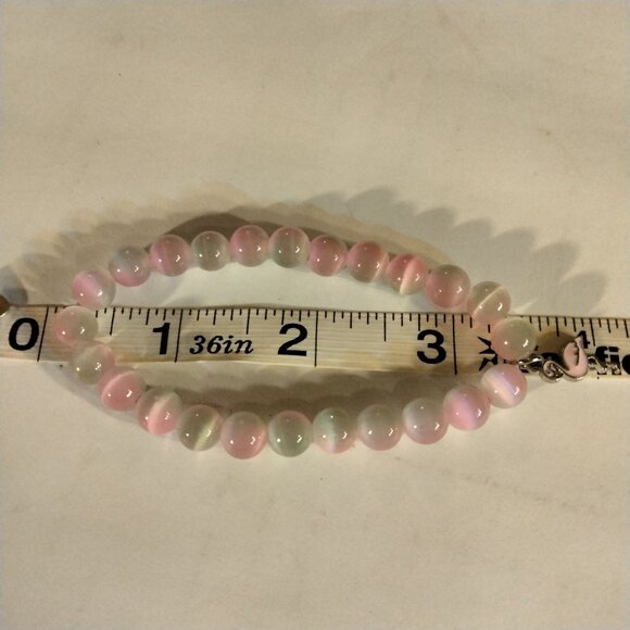 Pink Flamingo Charm Stretch Bracelet Flamazing Inspiration Opalescent Glass Bead - Picture 5 of 7